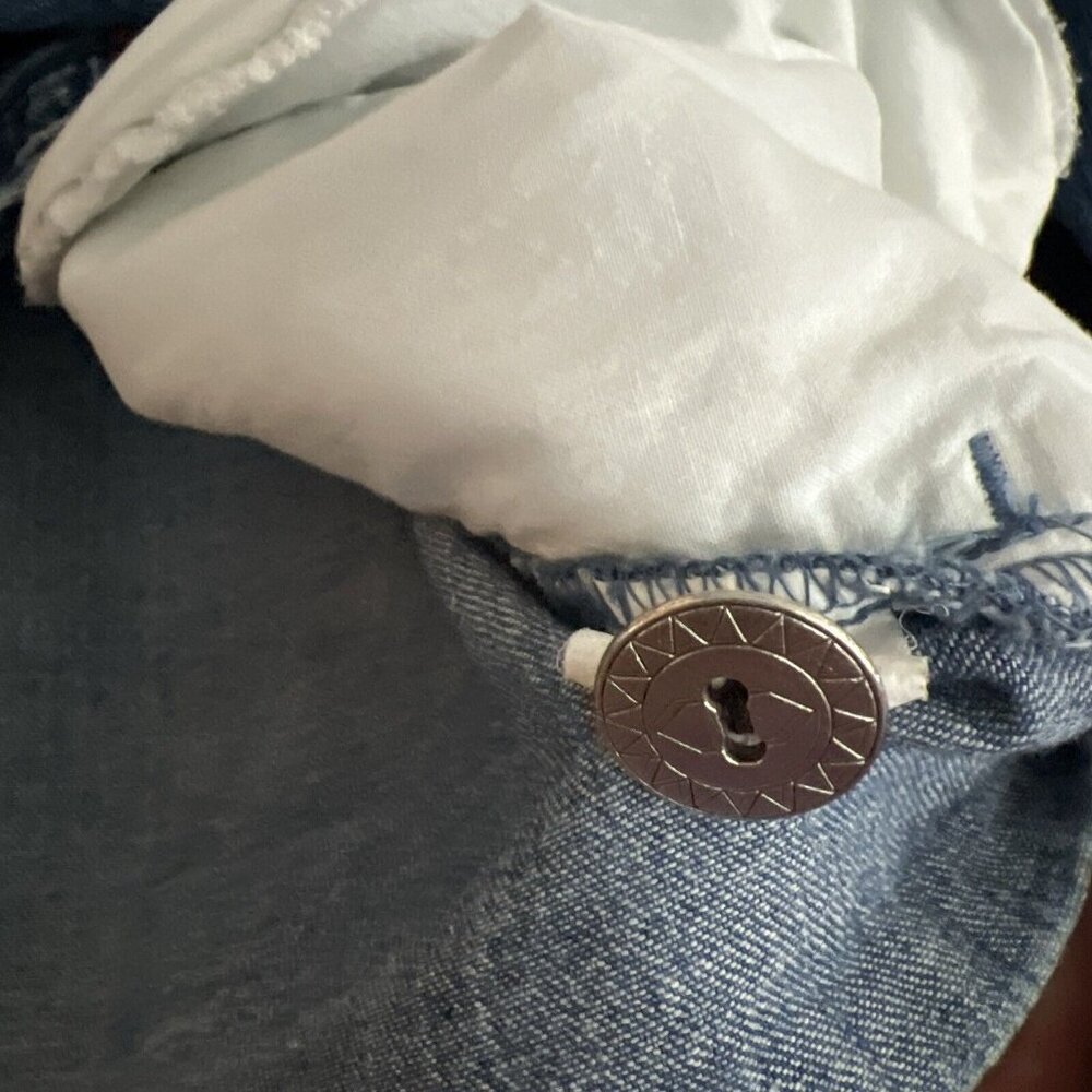 VTG Bobbie Brooks Womans XL Denim Flower Patch Embroidery Button Shirt Jacket - Picture 12 of 14